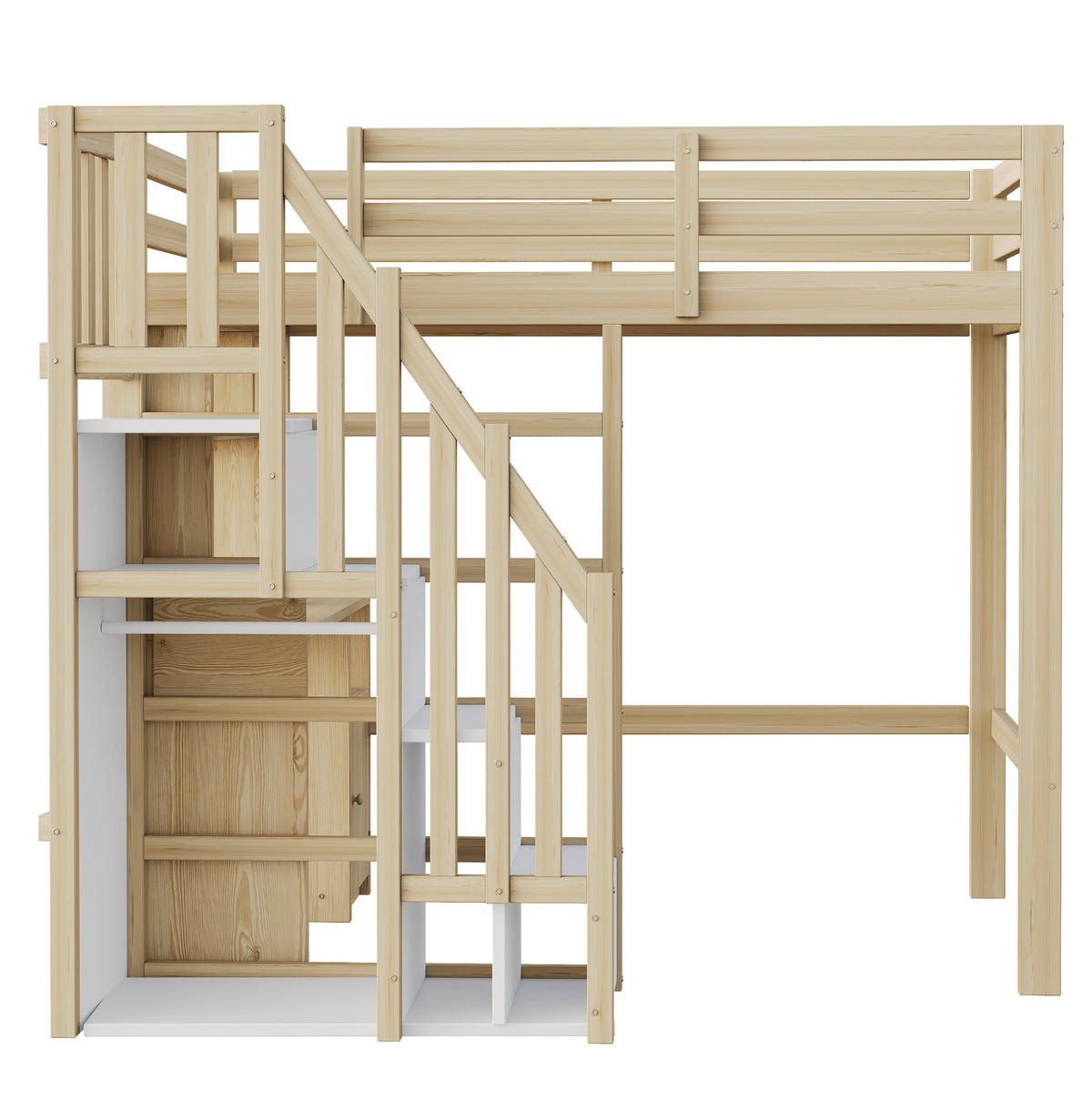 HOCHBETT 90/200 cm Naturholz mit Schreibtisch und Stauraum - Naturfarben, Holzwerkstoff (90/200cm) - OKWISH