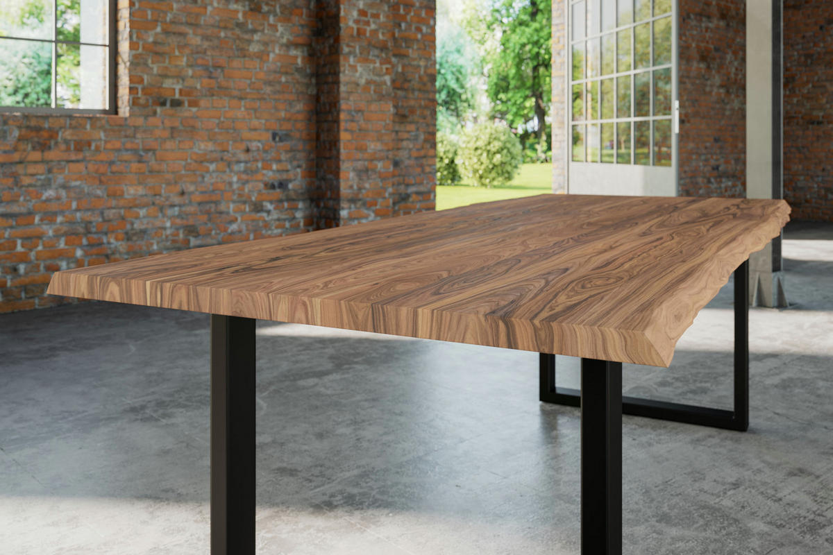 ESSTISCH LAUREN - Beige/Schwarz, Holz/Metall (100/240/77cm) - SAM