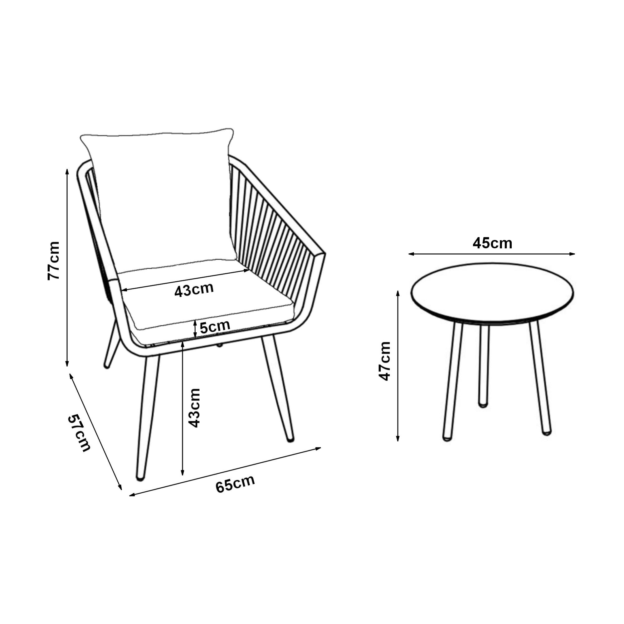 BISTRO-SET 3 TLG. Abriola - Grau, Metall - casa.pro