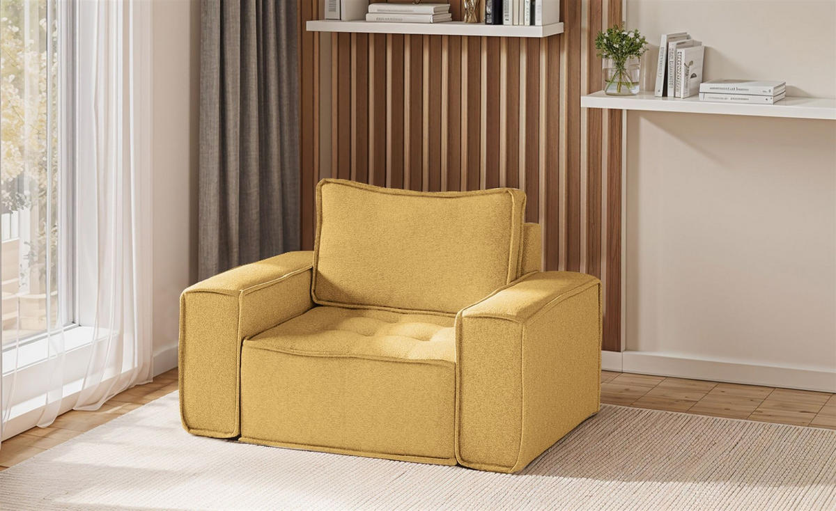 SESSEL Sande In Raven - Gelb, Holzwerkstoff/Textil (132/85/90cm) - Fun Möbel