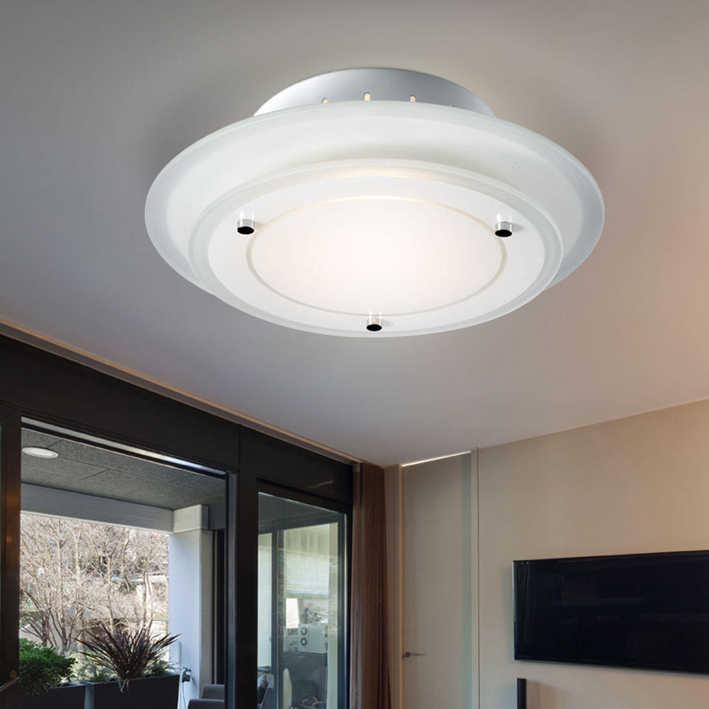 DECKENLEUCHTE Metall Glas Weiß CASSIS - Weiß, Glas (22/22/9.5cm) - Esto