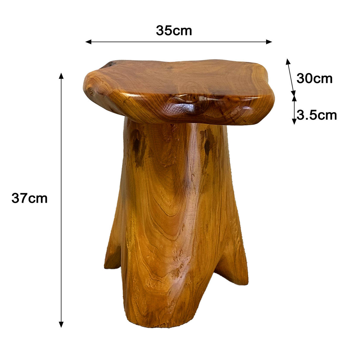 KLUBSKA miza večnamenska iz korenine masivne jelke z naravno nepravilno obliko, Naravna barva lesa - naravne barve, leseni material (35/30/37cm) - Redom