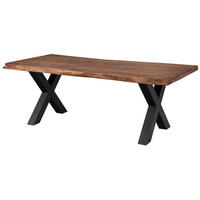 BAUMTISCH Sheesham 240x100x77 grau gebeizt / X-Beine anthrazit matt FREEFORM 5 - Anthrazit/Grau, Holz (240/100/77cm) - Massivmoebel24