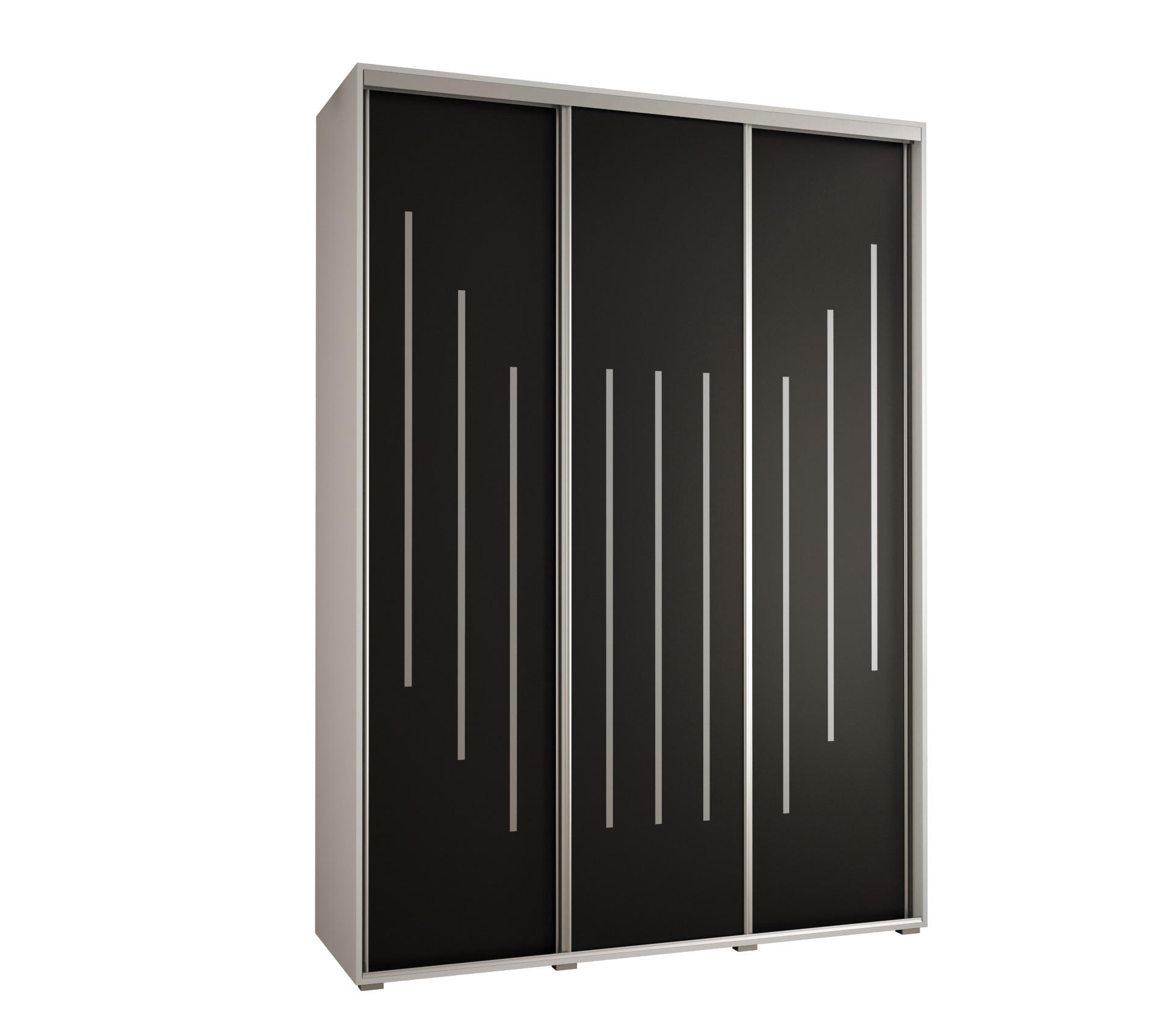 Abiks Möbel Schwebetürenschrank Weiß, Schwarz, Silber 180x235x45 cm