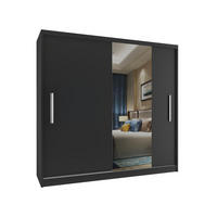 SCHWEBETÜRENSCHRANK Verona MSE, Schwarz Matt, 200 cm, mit Spiegel - Schwarz, Holz (200/216/60cm) - B BELINI GROUP