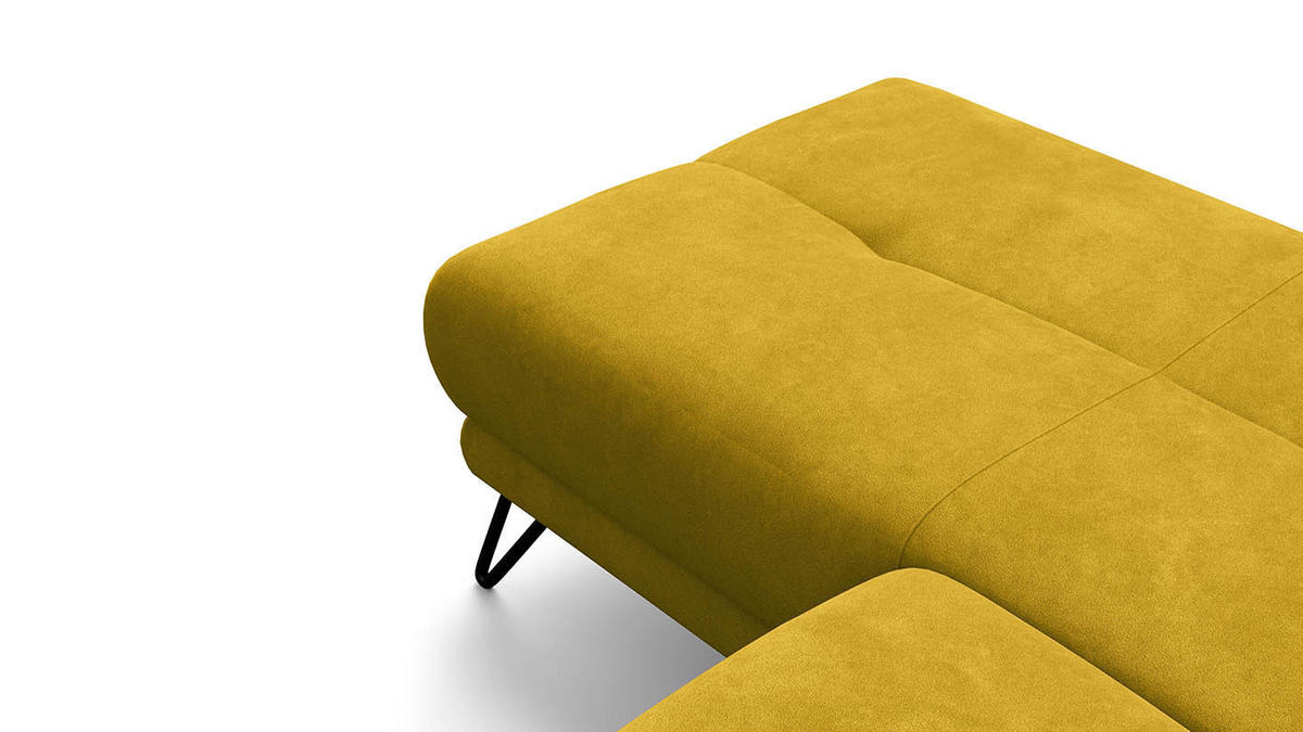 ECKSOFA RODEN 4-Sitzer mit Relax, dunkegelb, Veloursstoff - Gelb, Holz/Textil (268/92cm) - Wozimo