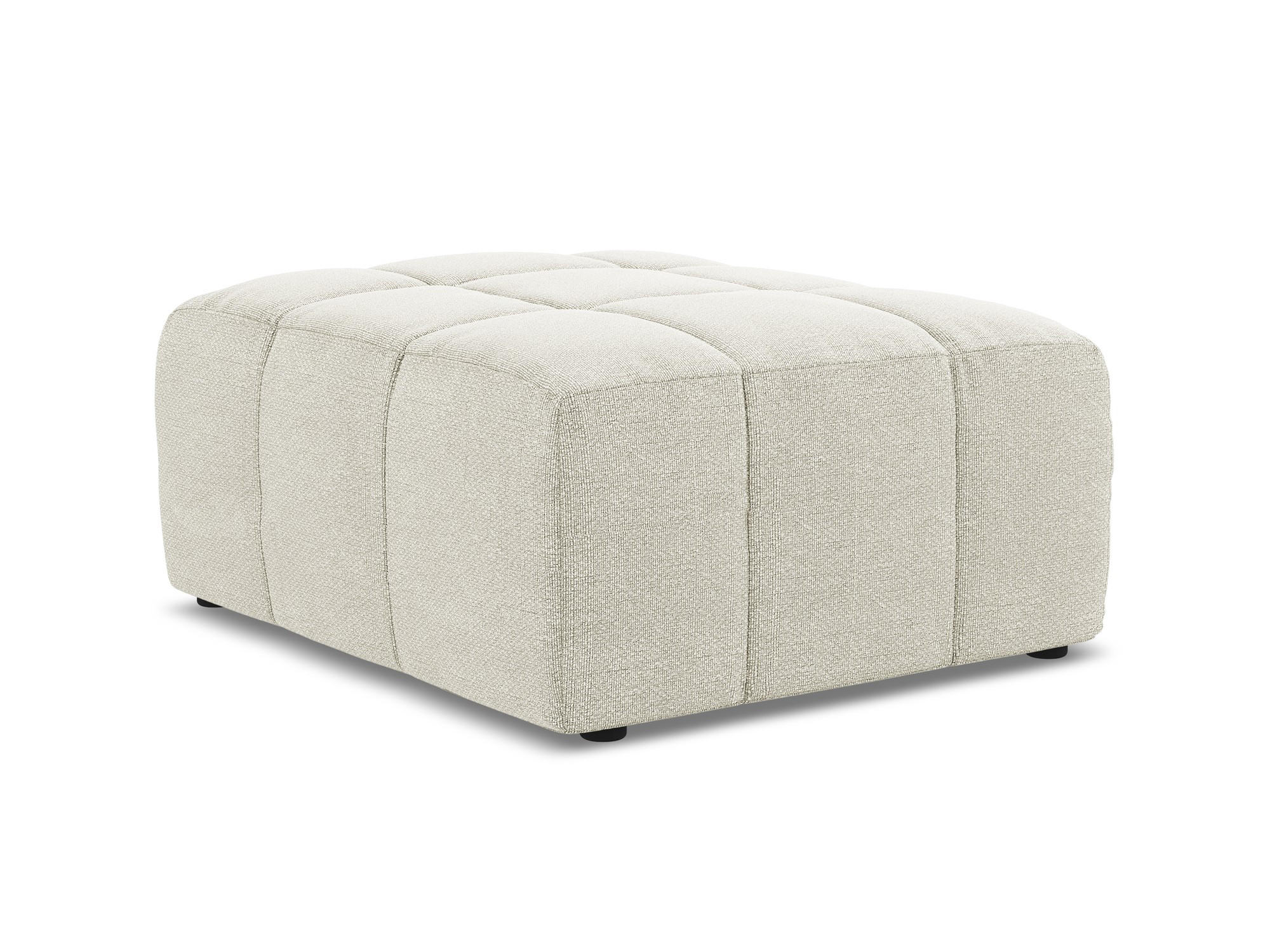 POUF Bouclé Stoff Beige - Sandfarben/Schwarz, Holzwerkstoff/Kunststoff (75/41/90cm) - Makamii