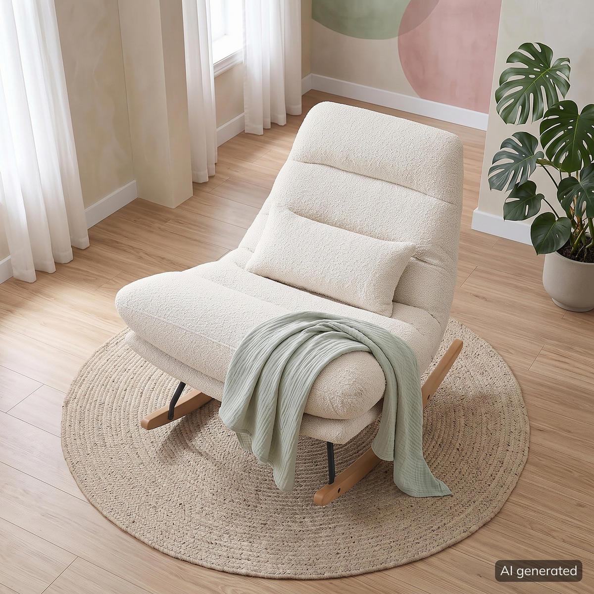 SCHAUKELSESSEL - Metall / Textil - Beige/Schwarz, Textil/Metall (82/83/89cm) - home24
