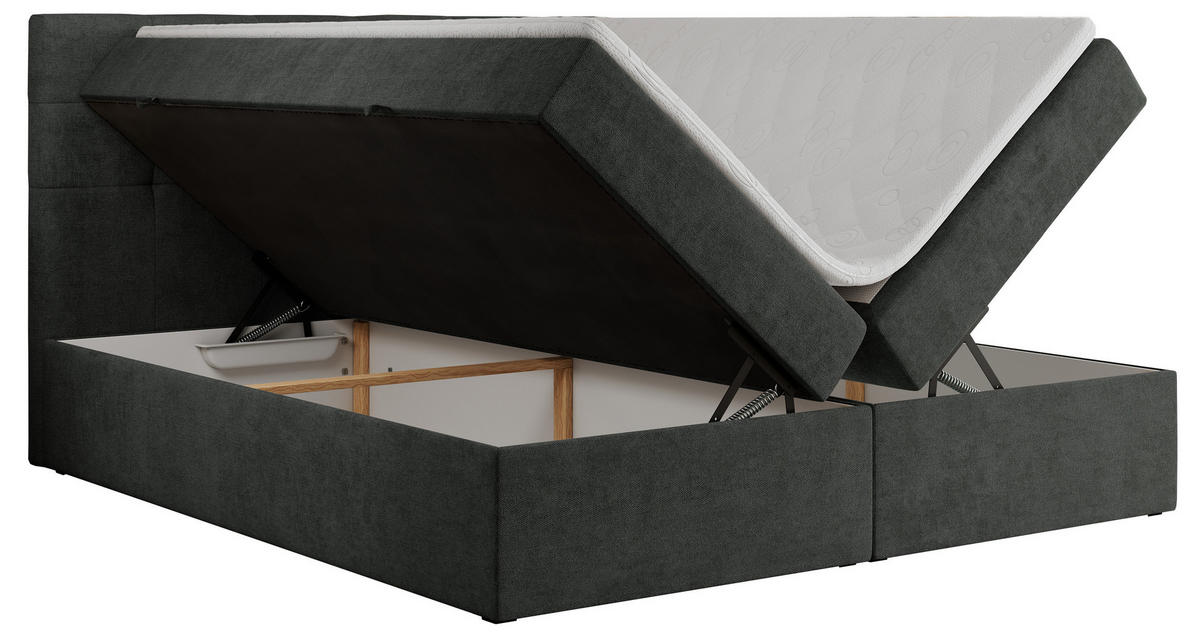 BOXBETT CENTO 120/200 Dunkelgrau Strukture - H4 - Dunkelgrau, Holz/Textil (120/200cm) - MKS