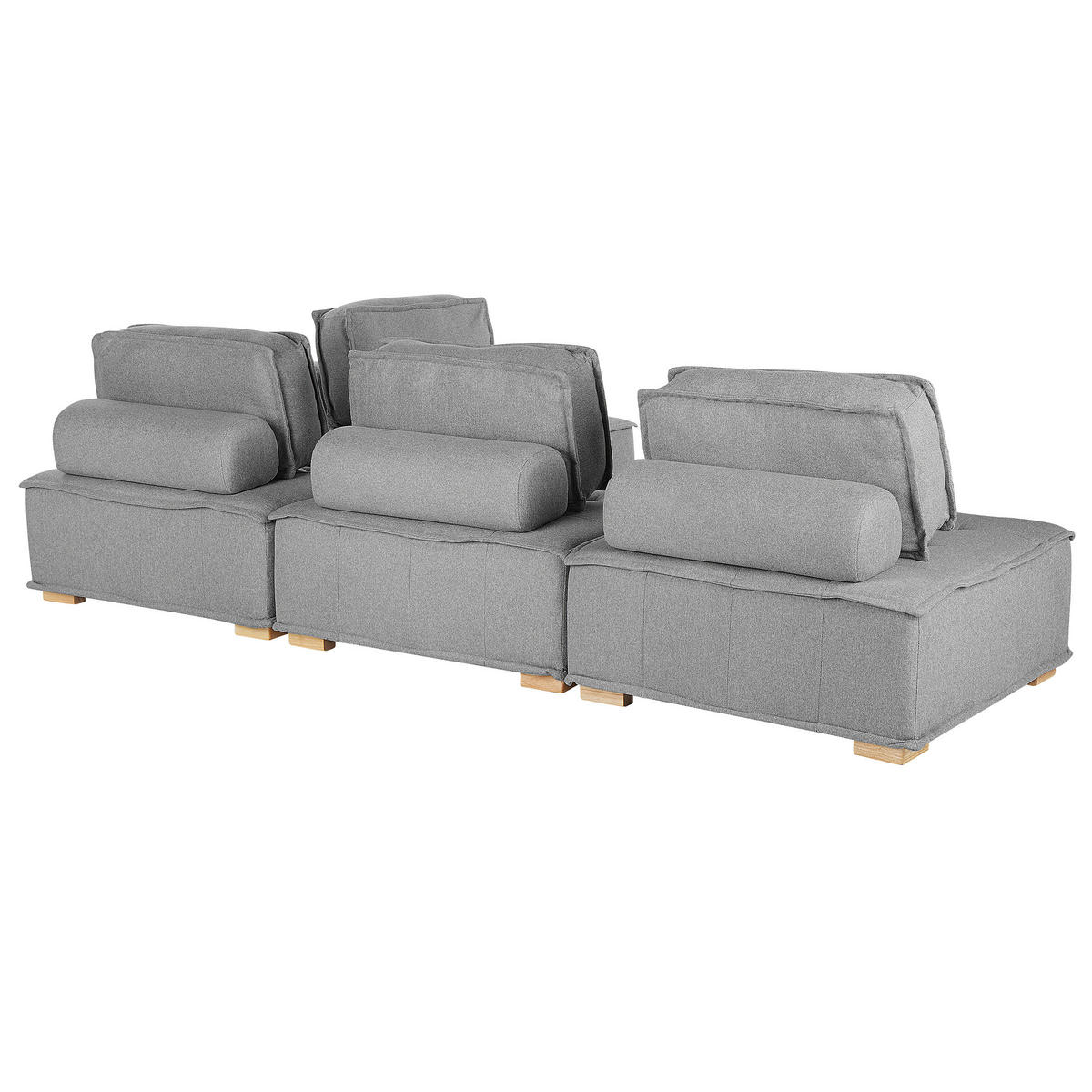 ECKSOFA Modul 4-Sitzer rechtsseitig Grau Stoff Tibro - Dunkelgrau/Braun, Textil (300/200cm) - Beliani