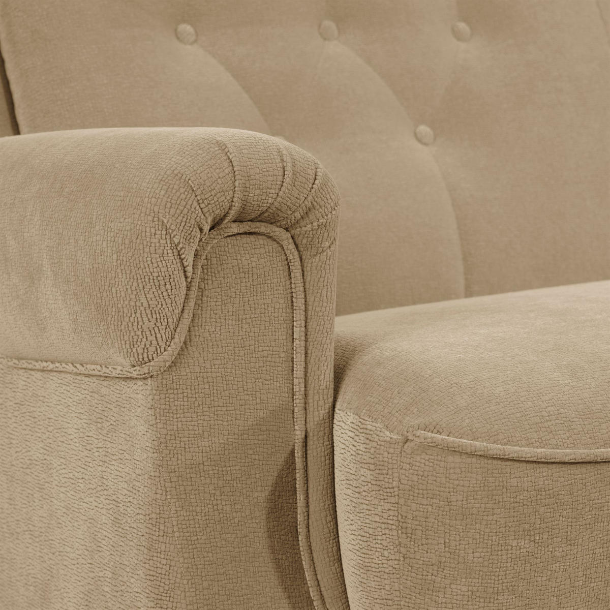 SOFA 3-Sitzer mit Bettfunktion Kaylyn Flockstoff sand - Sandfarben, Kunststoff (207/89/83cm) - 58aufmkessel