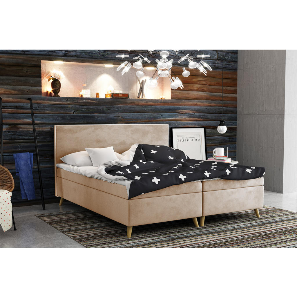 Thumbnail - Kaiser Möbel Boxbett, Champagner, Holz, H3, 120x200 cm, Schlafzimmer, Betten, Boxspringbetten