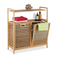 WÄSCHEKORB - Hellbraun, Holz/Textil (88/95/33cm) - Relaxdays