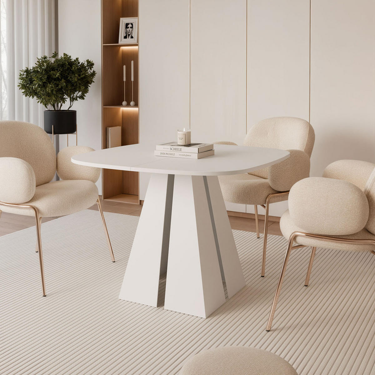AUSZIEHTISCH ZELO 100/50/76 cm mit Metallgestell, Weiß - Weiß, Holzwerkstoff/Metall (50/100/76cm) - Idohome