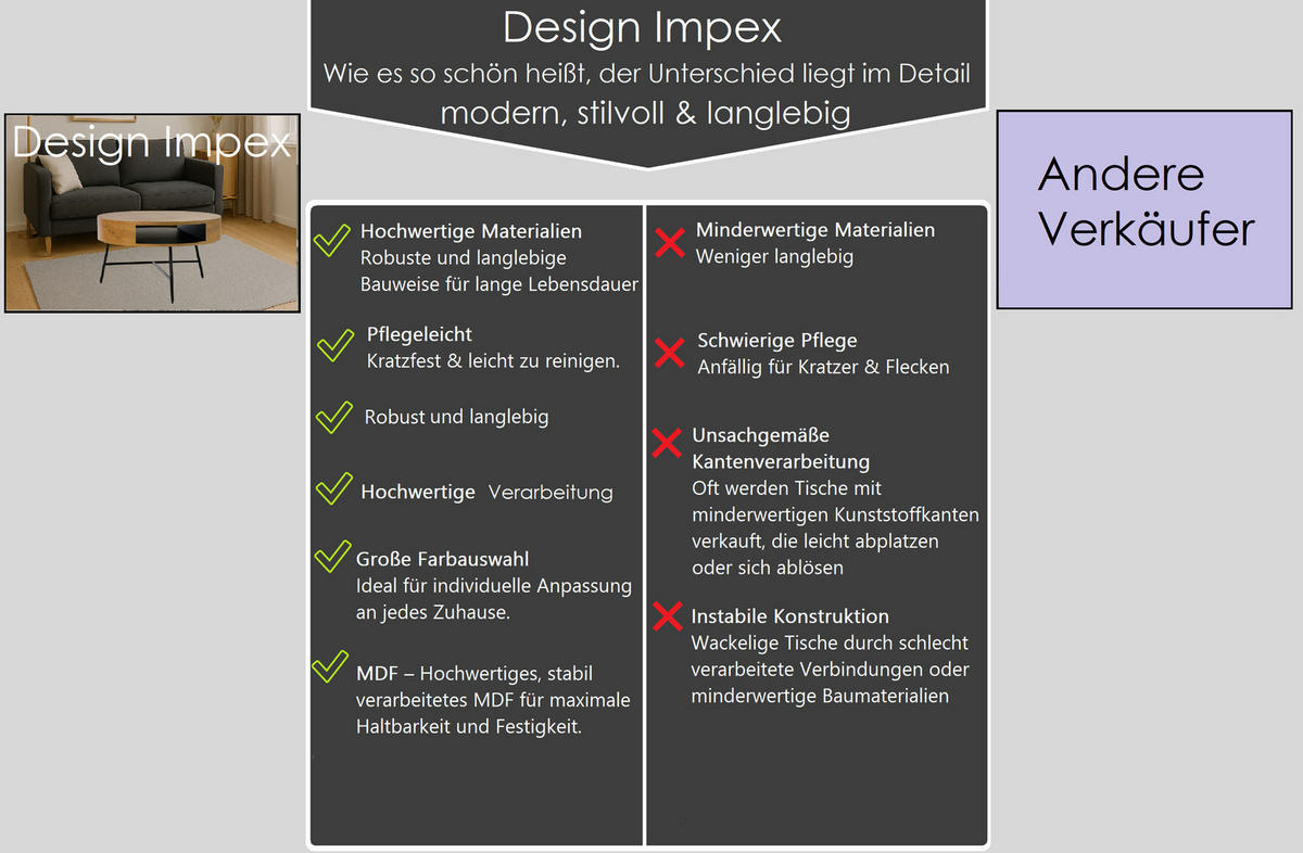 COUCHTISCH rund Eiche Gold Schwarz 80/80/40 cm - Eichefarben/Schwarz, Holzwerkstoff (80/80/41cm) - designimpex