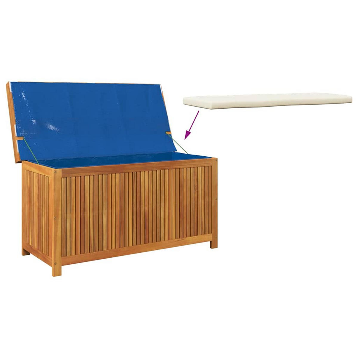 OUTDOOR-KISSENBOX 113/50/60,5 Cm Massivholz Akazie - Creme, Holz (50/60.5/113cm) - vidaXL