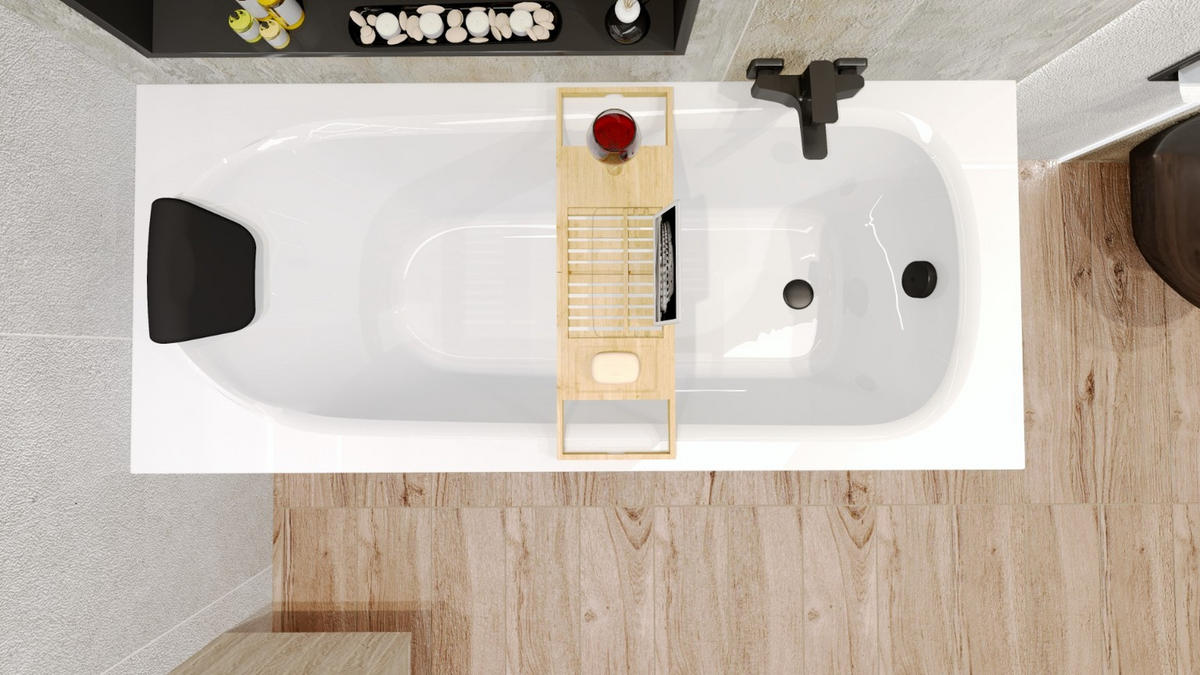 BADEWANNE Rechteck BONA 140/70 + Styro + Ablage Ablauf Füße - Weiß, Kunststoff (70/53.5/140cm) - bad land