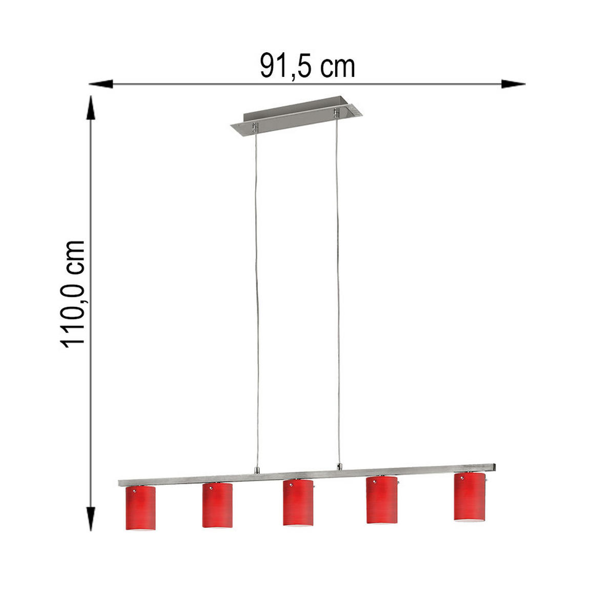 LED HÄNGELEUCHTE DRESS Aluminium Rot - Rot, Metall (91.5/7/110cm)
