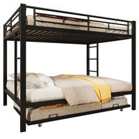 ETAGENBETT 140/200 cm aus Metall mit Ausziehbett und hohem Geländer Schwarz - Schwarz, Metall (140/200cm) - Modenvie