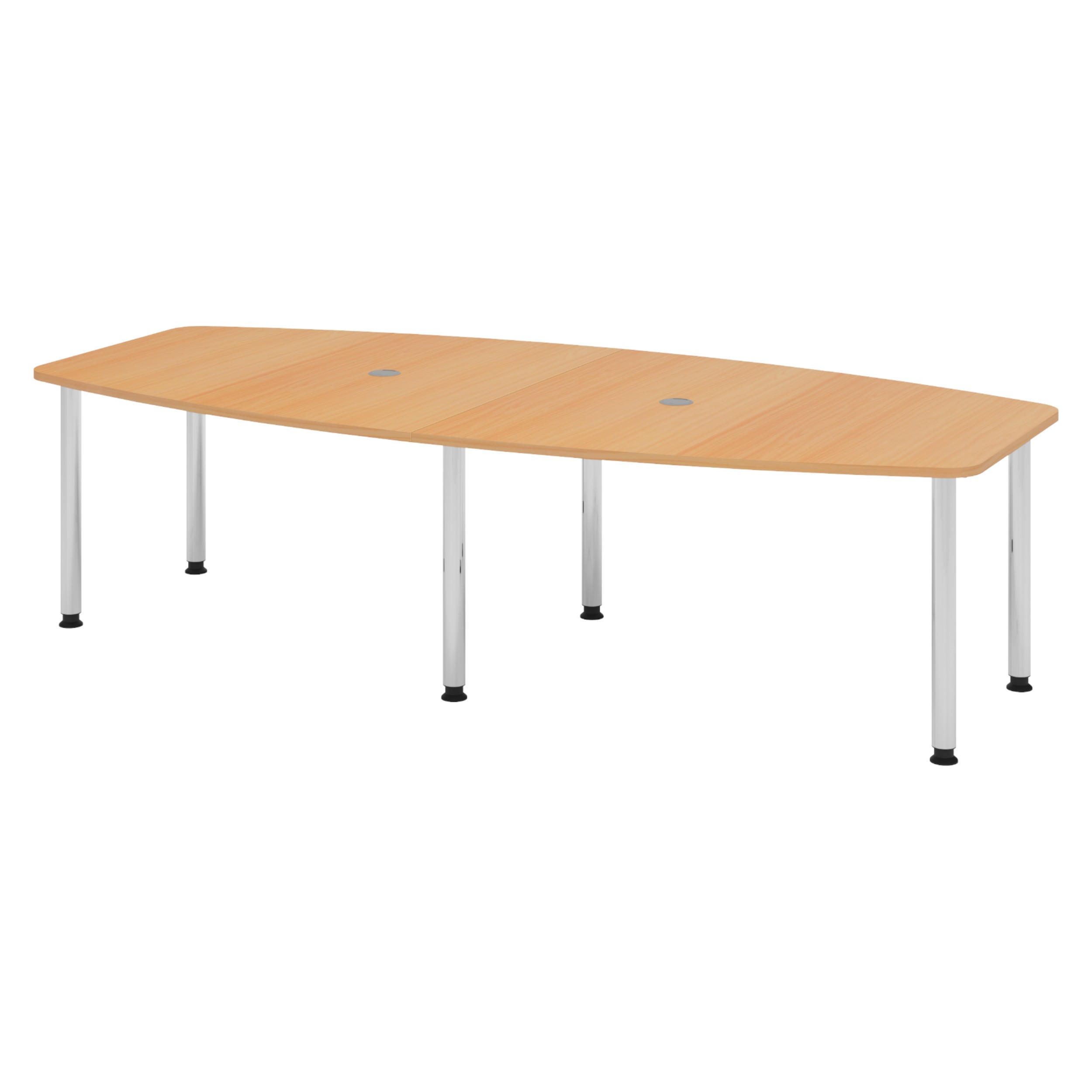 KONFERENZTISCH mittel KT28 130/280/74,5 cm in Buchefarben/Chromfüße - Chromfarben/Buchefarben, Holzwerkstoff (130/280/74.5cm) - bümö
