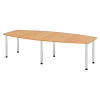 KONFERENZTISCH mittel KT28 130/280/74,5 cm in Buchefarben/Chromfüße - Chromfarben/Buchefarben, Holzwerkstoff (130/280/74.5cm) - bümö