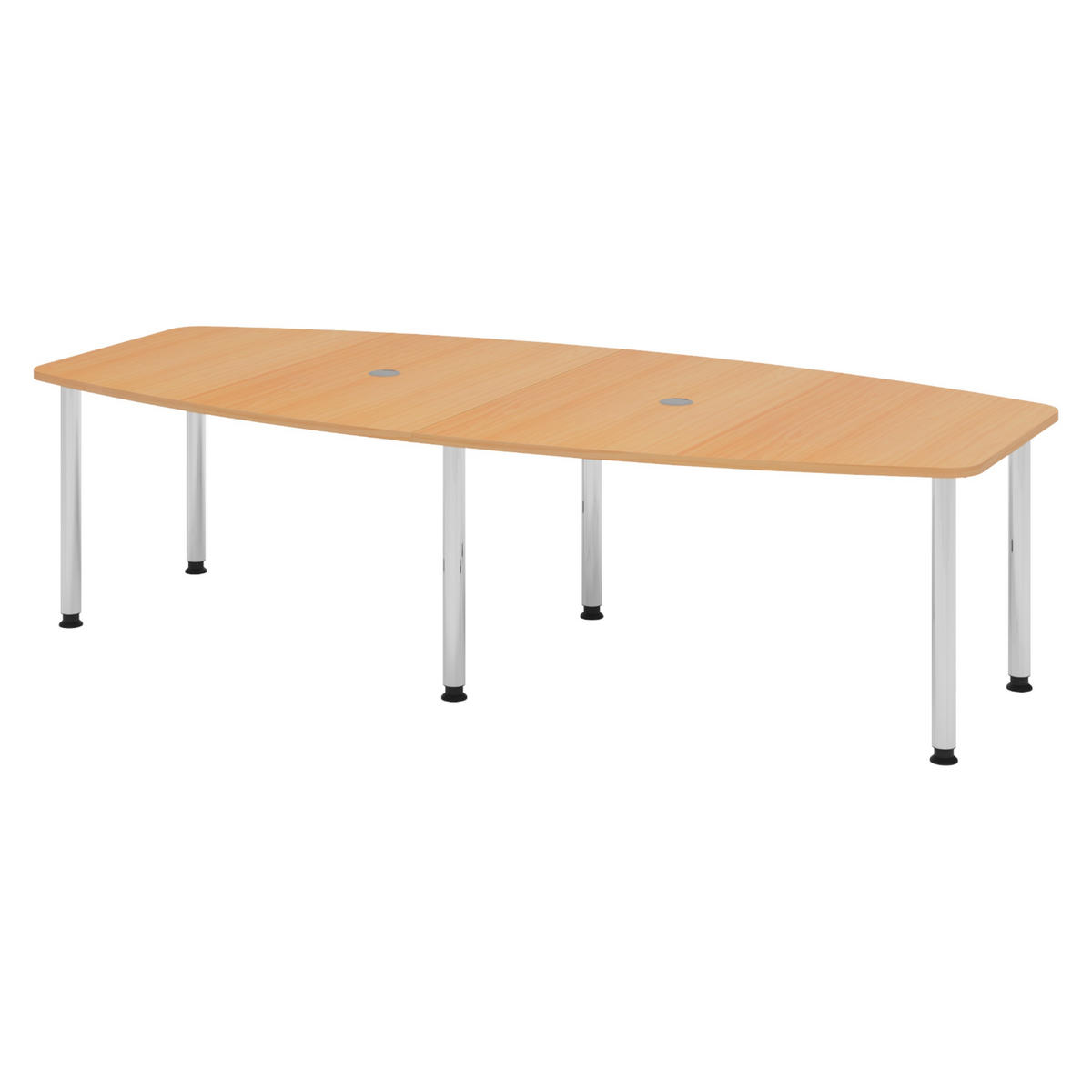 KONFERENZTISCH mittel KT28 130/280/74,5 cm in Buchefarben/Chromfüße - Chromfarben/Buchefarben, Holzwerkstoff (130/280/74.5cm) - bümö