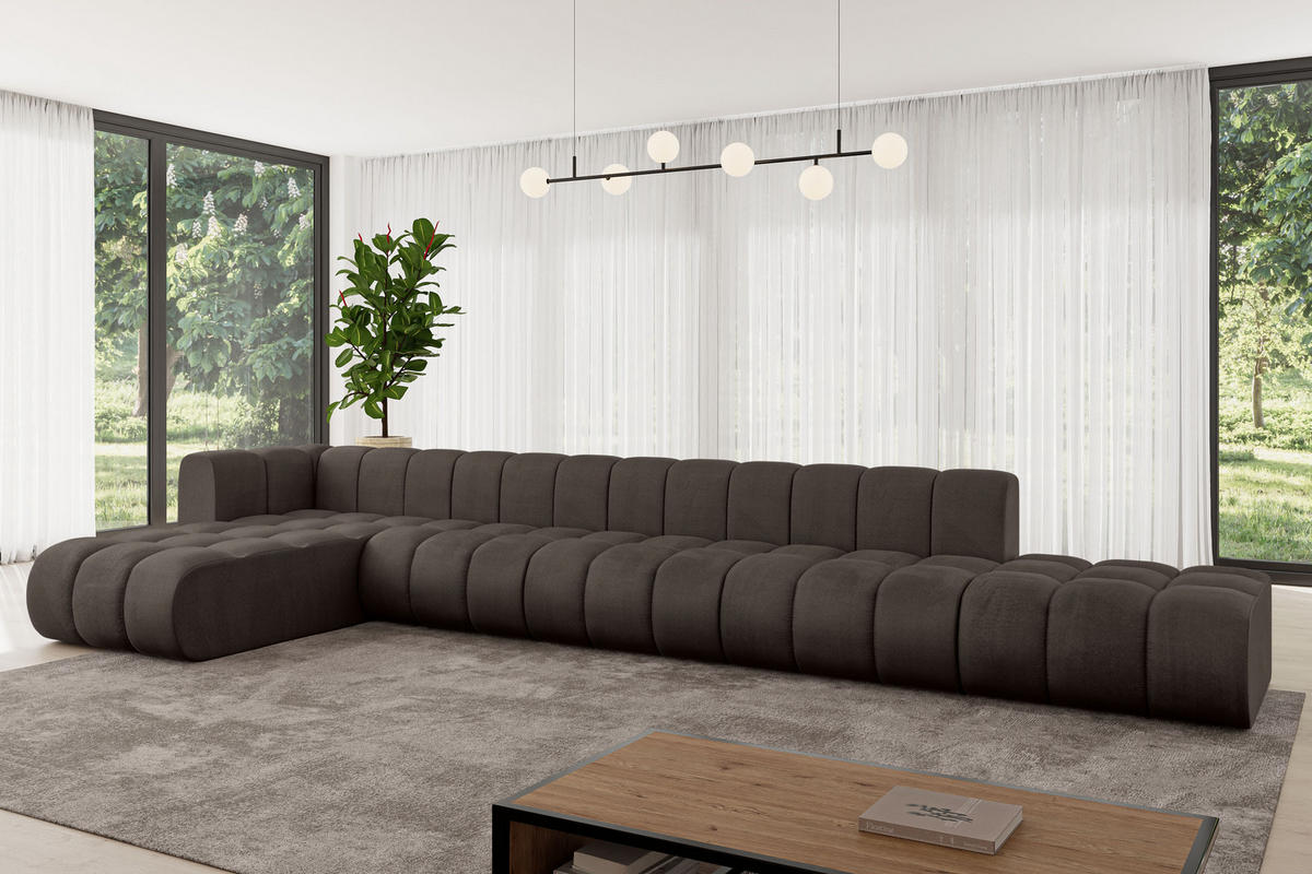 ECKSOFA modulares Sofa Zuvon-L3 - 478x177x70 cm Braun - Braun, Holzwerkstoff/Textil (478/177cm) - ALTDECOR