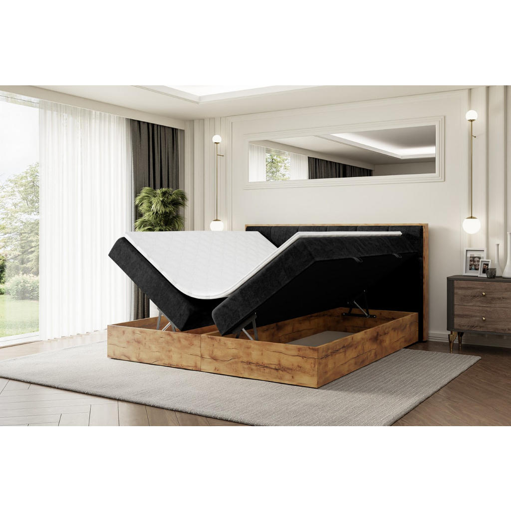 Thumbnail - Altdecor Boxbett, Schwarz, Holzwerkstoff, Höhe ca. 20 cm, 140x200 cm, Schlafzimmer, Betten, Boxspringbetten