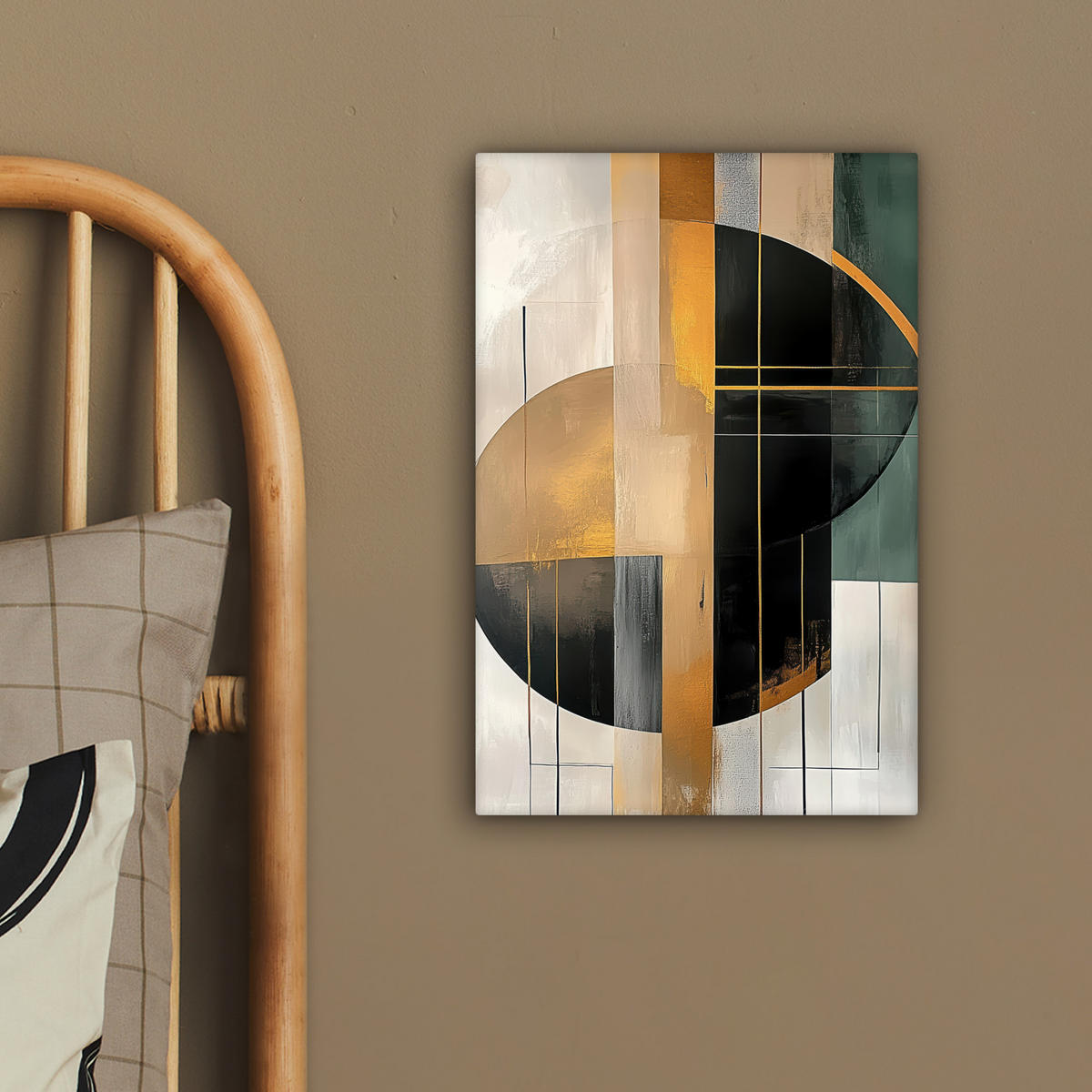 LEINWANDBILD - Abstrakt - Gold - Bronze - Grün - Formen - Modern - 20x30 - Bilder - Multicolor, Textil (20/30cm) - MuchoWow