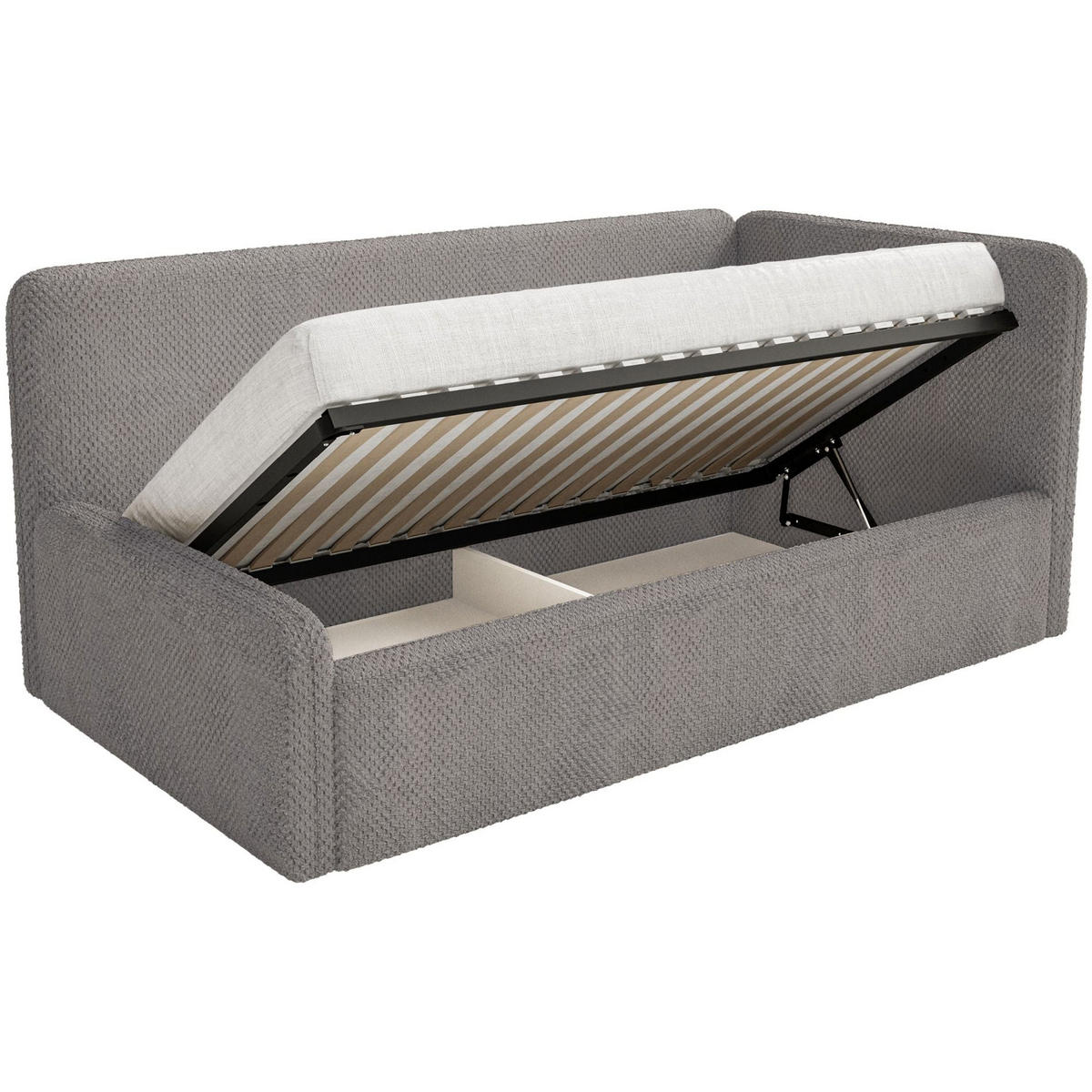 JUGENDBETT Fanko Samt Taupe 90x200 cm - Graubraun/Schwarz, Kunststoff/Textil (90/200cm) - Selsey