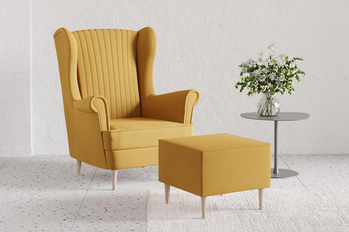 OHRENSESSEL - Sessel Comfy - Gelb - Gelb, Holzwerkstoff (83/103/95cm) - Möblo