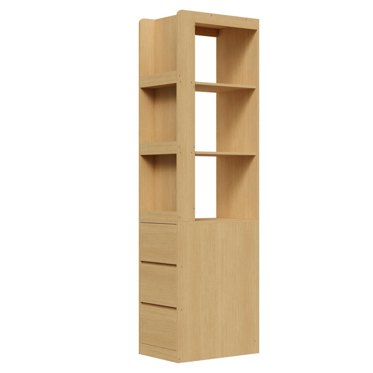HIGHBOARD 60/40/200 cm in Eiche mit 3 offenen Fächern und 3 Schubladen - Eichefarben, Holzwerkstoff (60/200/40cm) - Flora Grace
