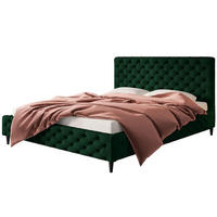 POLSTERBETT LUX Miami mit Kopfteil, 120 x 200 cm, Doppelbett mit Lattenrost aus Holz, Velourstoff Dunkegrün, Füße in Farbe: Schwarz - Dunkelgrün, Holz/Textil (120/200cm) - Alpi-Möbel