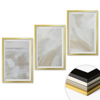 WANDBILDER 3er Set - 40x60 cm Goldrahmen - Abstrakte Pinselstriche - Goldfarben, Kunststoff (40/60cm) - ArtPrintCave