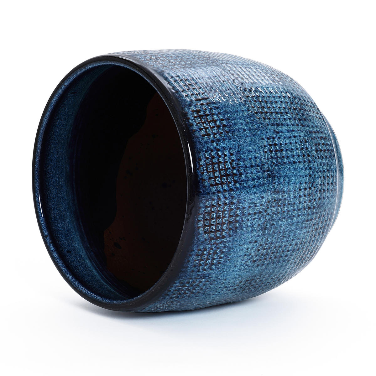 KERAMIK Blumentopf Groß, Round Übertöpfe Blau Ø30xH28 cm - Blau, Keramik (28cm) - Hometopia