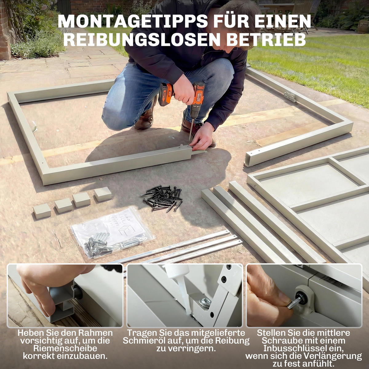 AUSZIEHBARER-GARTENTISCH Aluminium Stahl Hellgrau - Hellgrau, Metall (214/85/75cm) - Outsunny