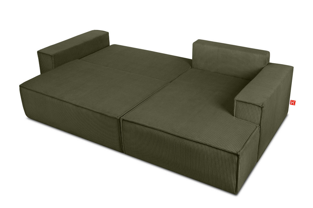 ECKSCHLAFSOFA-RECHTS NAPI in Pet Friendly Cord-Stoff, oliv - Schwarz/Olivgrün, Textil (262/148cm) - KONSIMO®