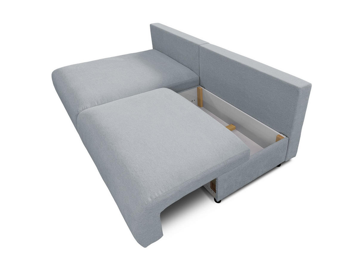 ECKSOFA Sora mit Schlaffunktion, Bettkasten und extra tiefer Komfortzone aus hochwertigem Grau Strukturstoff - Schwarz/Grau, Holz/Kunststoff (140/200cm) - S-Style