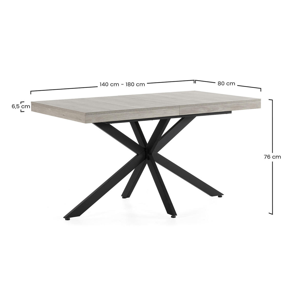 ESSTISCH Genova in Eiche, 140-180 cm - Eichefarben, Holzwerkstoff (80/140/75cm) - VS Venta-stock