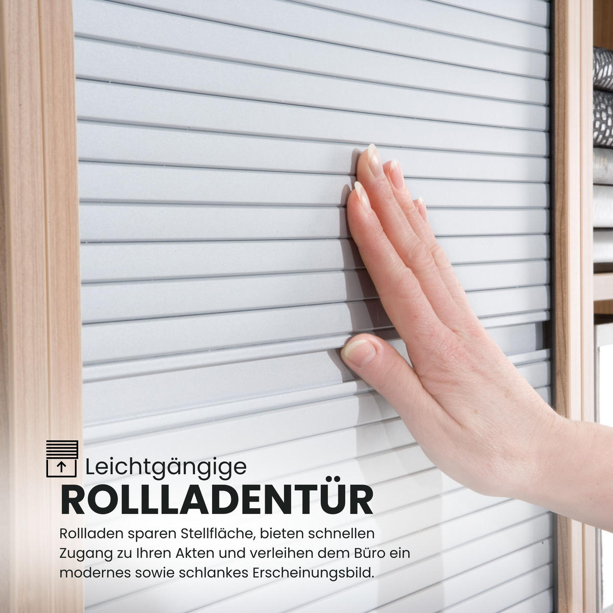 ROLLLADENSCHRANK - 5 Ordnerhöhen 40/90/200,4 cm in Grau/Silberfarben Bogengriff (Metall) - Silberfarben/Grau, Holzwerkstoff (90/200.4/40cm) - bümö