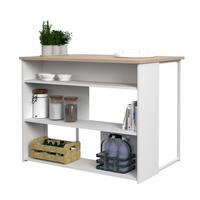 KÜCHENTHEKE weiß, Eiche 116 cm Kücheninsel 3 offene Fächer - Eichefarben/Weiß, Holzwerkstoff/Metall (116/90/80cm) - Parisot Meuble