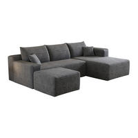 WOHNLANDSCHAFT Cord Dunkelgrau - Grau, Textil (241/58/151cm) - WISHDOR