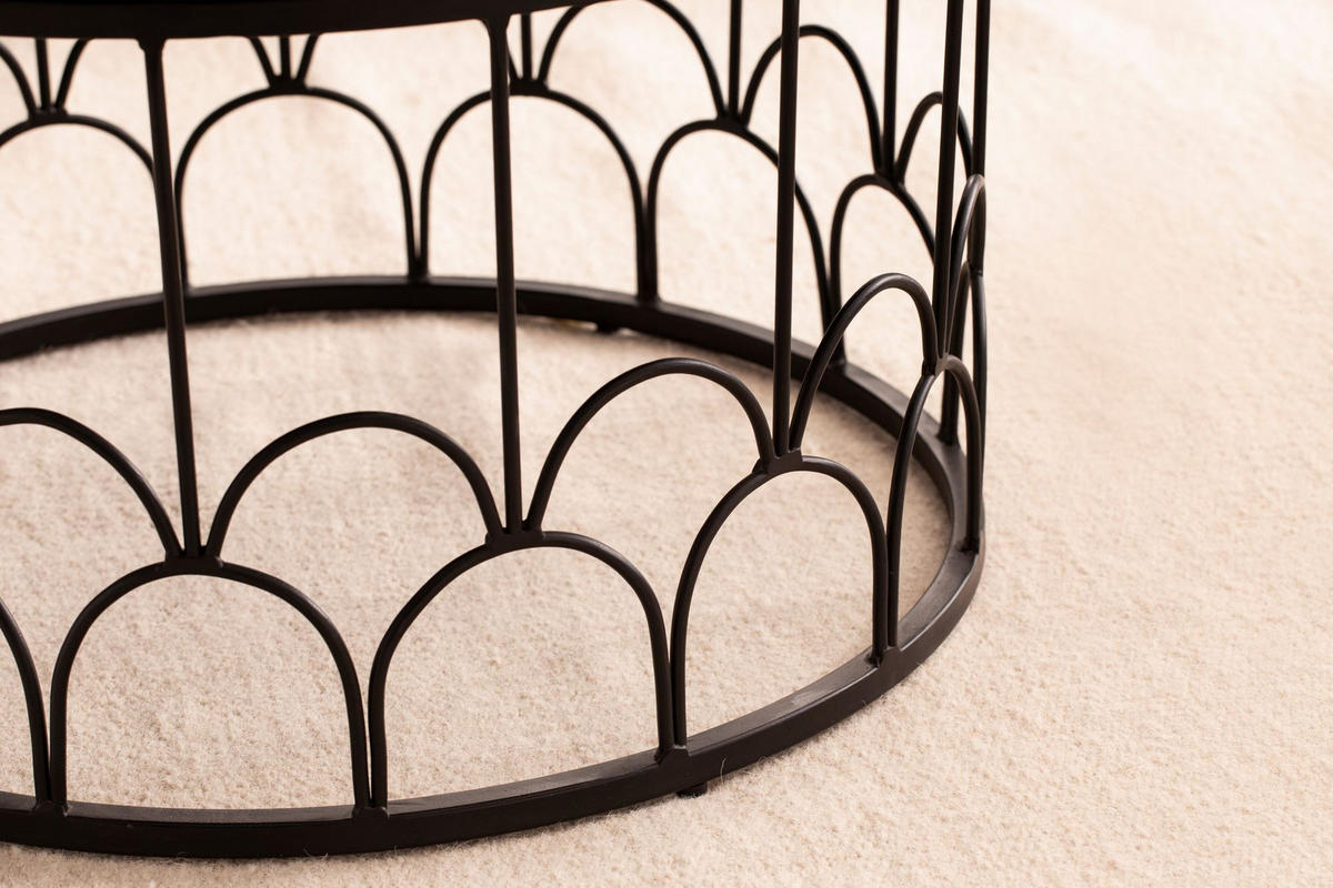 COUCHTISCH Rund in Schwarz aus Mango Massivholz mit Metallgestell, 60x60x36cm, Industrial Design - Schwarz, Holz/Metall (60/60/36cm) - KADIMA DESIGN