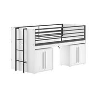 HALBHOCHBETT 90x200 Keelia Weiß mit Schreibtisch Stauraum - Weiß, Kunststoff (90/200cm) - 58aufmkessel