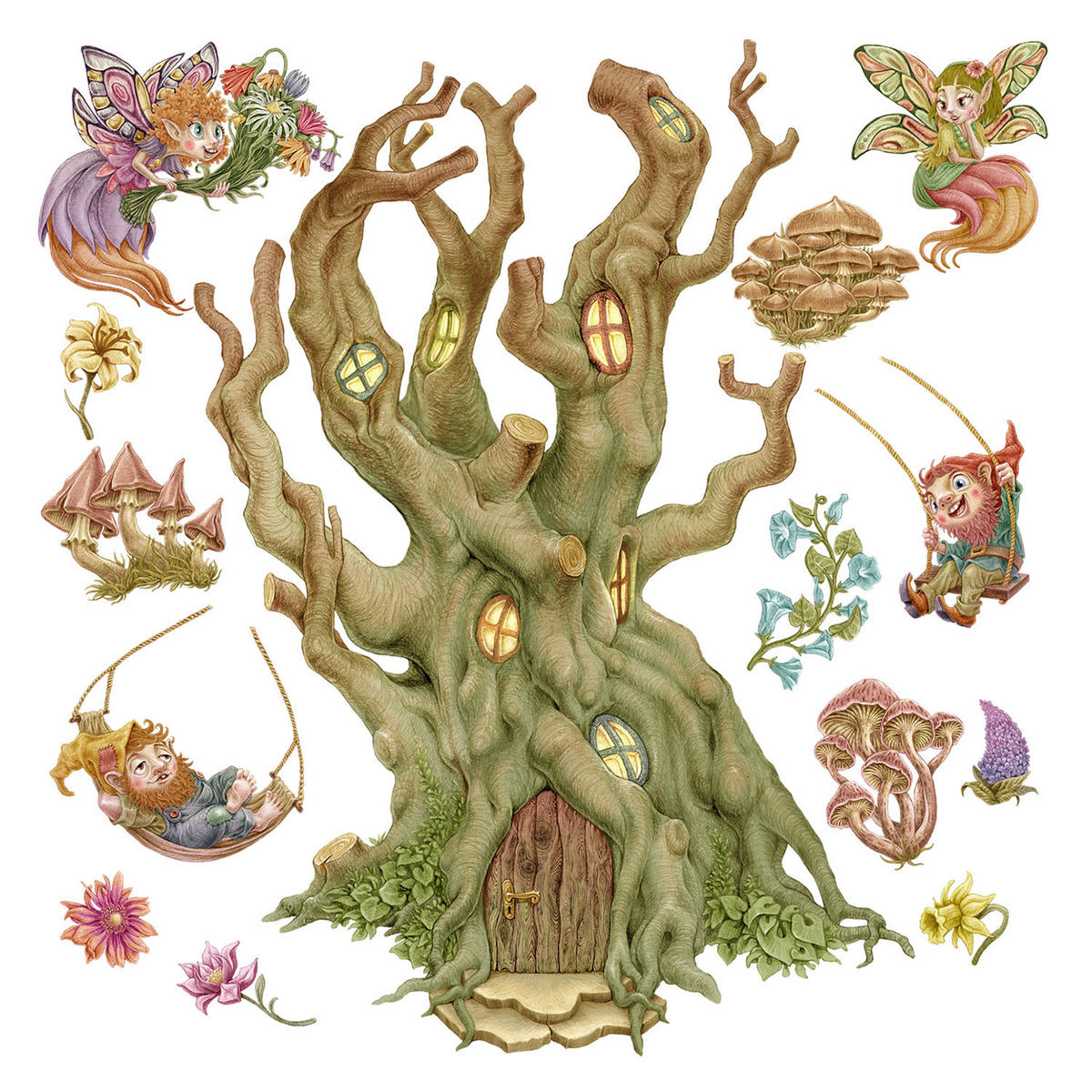 WANDAUFKLEBER 130x209cm - Feenwald - Multicolor, Kunststoff (130/209/0.1cm) - Wallfluent