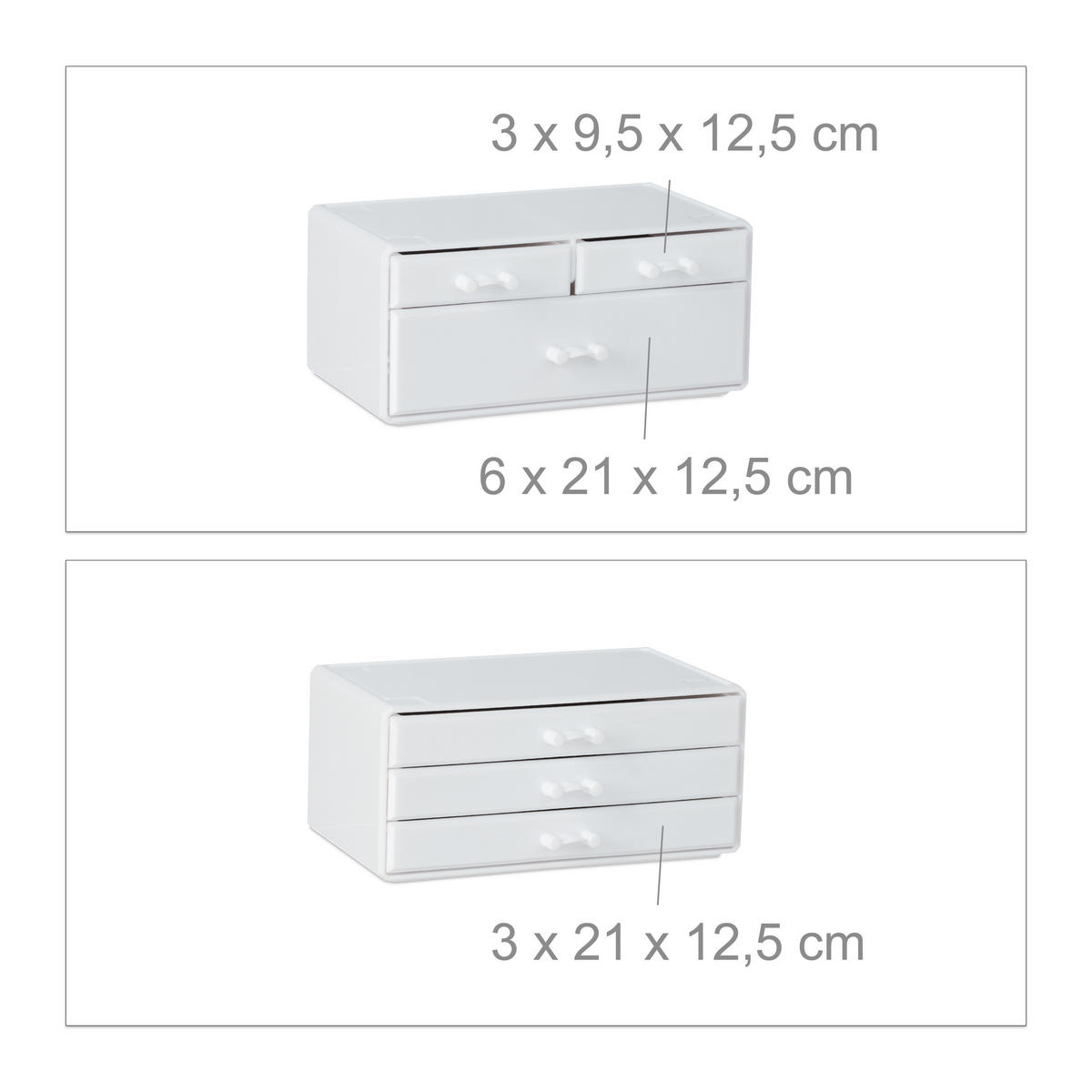 KOSMETIKORGANIZER - Weiß, Kunststoff (23.5/29/14cm) - Relaxdays