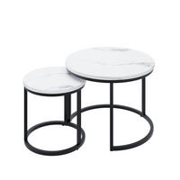 COUCHTISCH 2er-Set rund mit Metallgestell Ø60 cm - Weiß, Holzwerkstoff (100/40/40cm) - ComfortXL