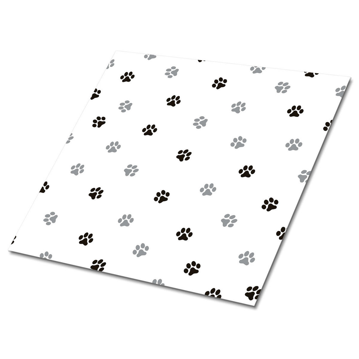 FLIESENAUFKLEBER 9 Stück 30x30 cm selbstklebend Hundepfoten - Grau, Textil (30/1.6/30cm) - TULUP