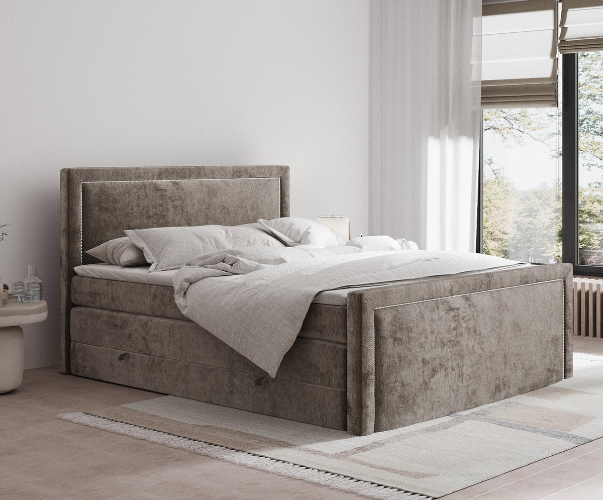 BOXSPRINGBETT Lavenda Braun 180/200 cm - Schwarz/Braun, Holz/Holzwerkstoff (180/200cm) - Maison de Reve