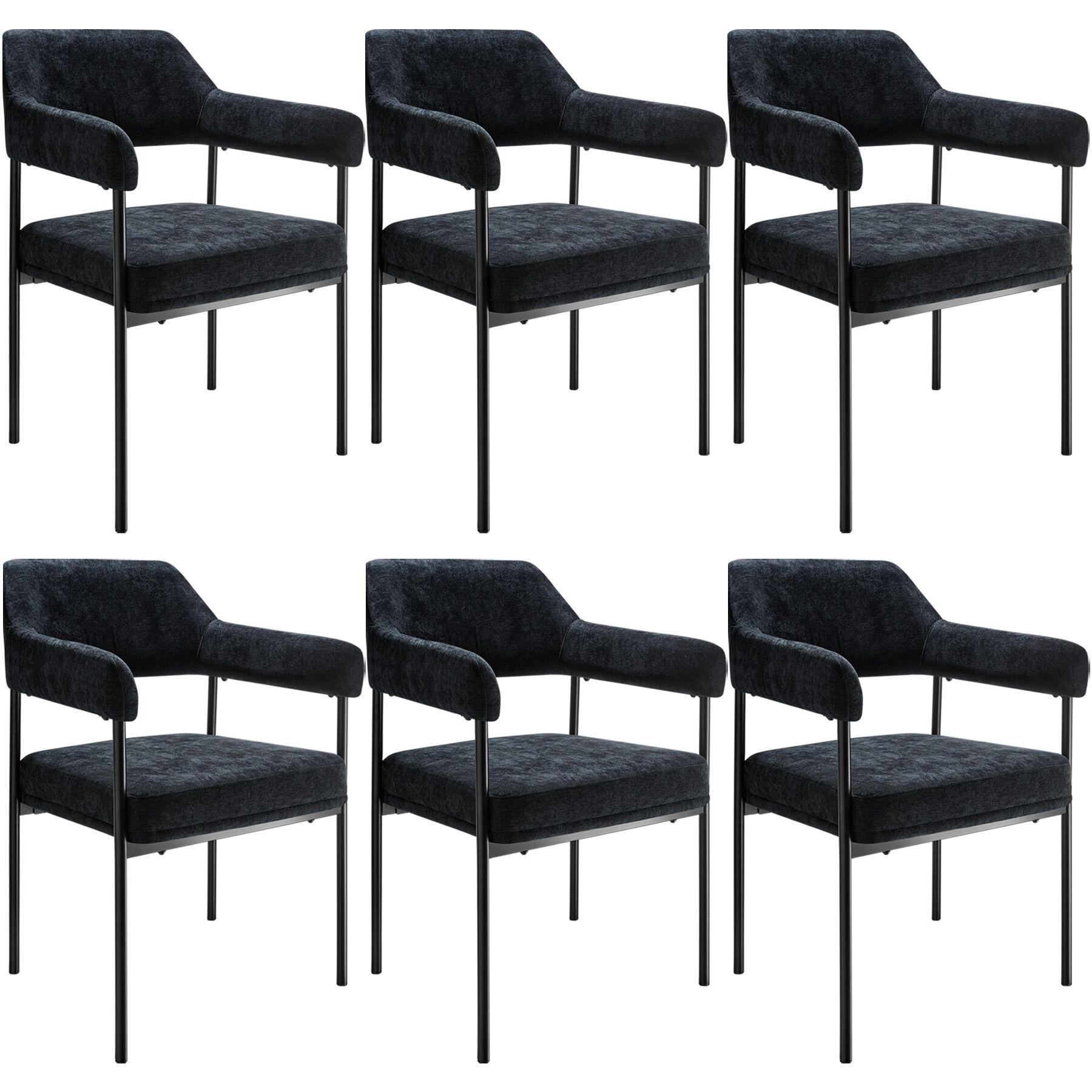 ARMLEHNSTUHL 6er Set Doé 58 x 62 x 85 cm Webstoff schwarz/schwarz - Schwarz, Textil (58/85/62cm) - tectake